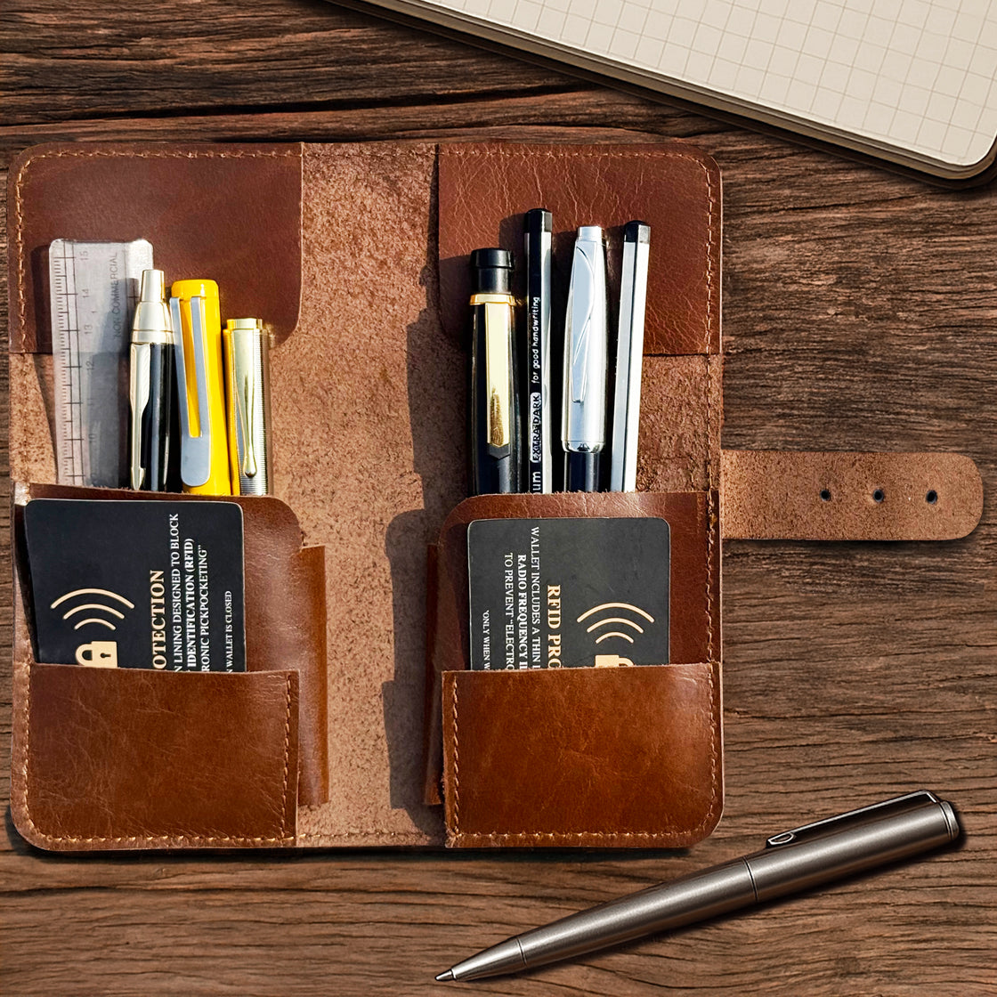 Theo Leather Pen Pencil Case | Handcrafted Artist Tool Organizer