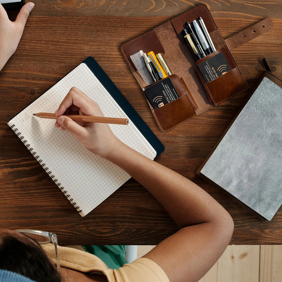 Theo Leather Pen Pencil Case | Handcrafted Artist Tool Organizer
