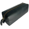 Charlie Leather Pencil Case - Handcrafted Premium Zippered Pen Pouch (Black)