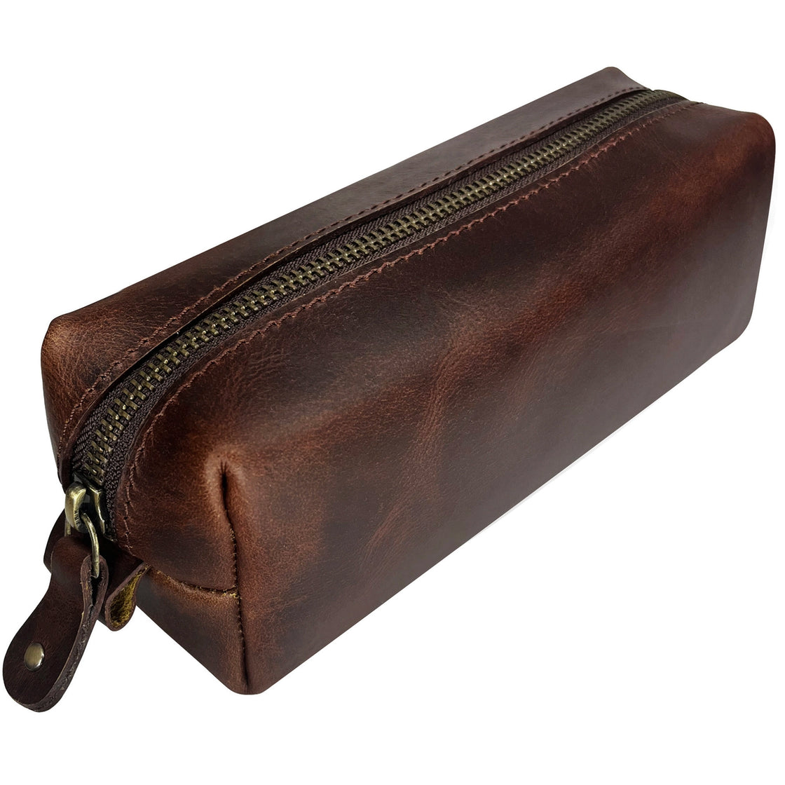 Charlie Leather Pencil Case - Handcrafted Premium Zippered Pen Pouch (Walnut Brown)