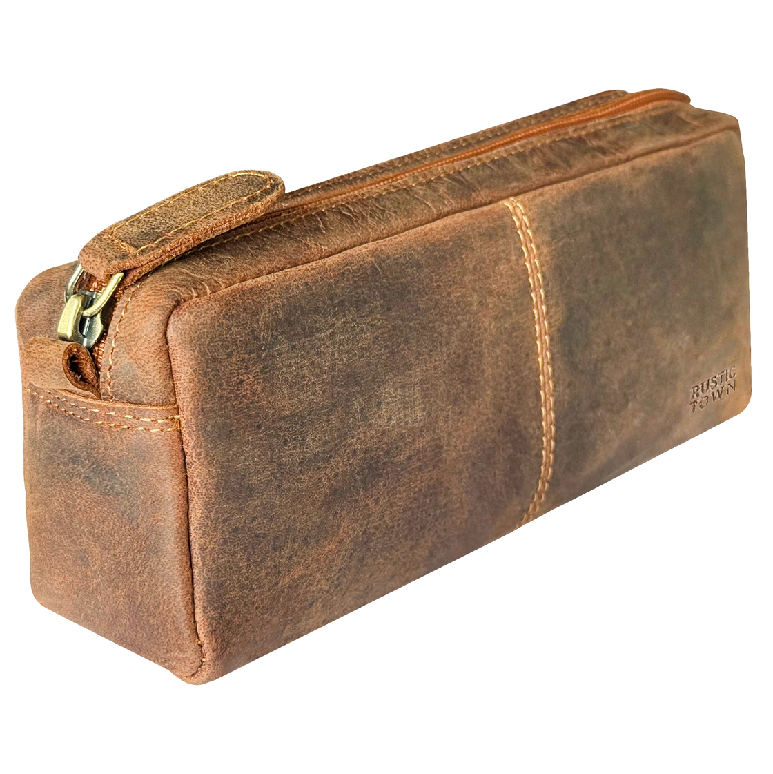 Leo Full Grain Leather Pencil Case – Handcrafted Pen Pouch Zipper Pencil Organizer