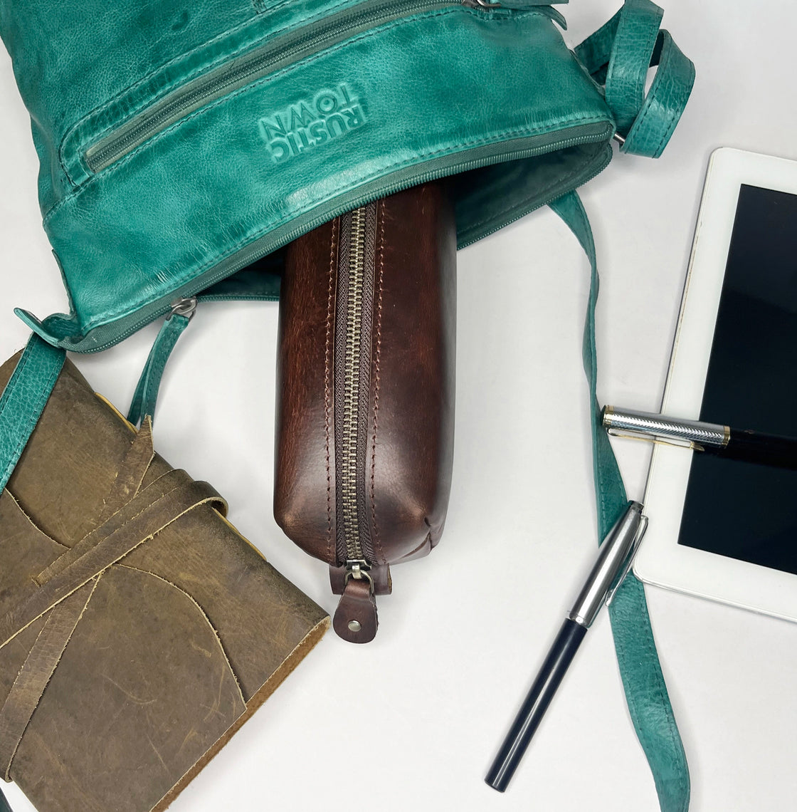 Charlie Leather Pencil Case - Handcrafted Premium Zippered Pen Pouch (Walnut Brown)