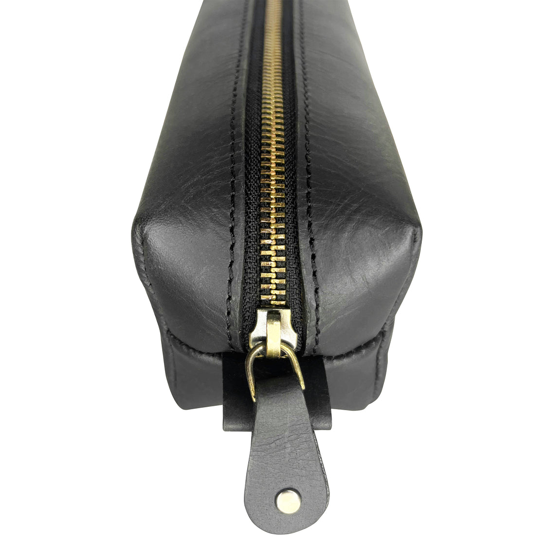 Charlie Leather Pencil Case - Handcrafted Premium Zippered Pen Pouch (Black)