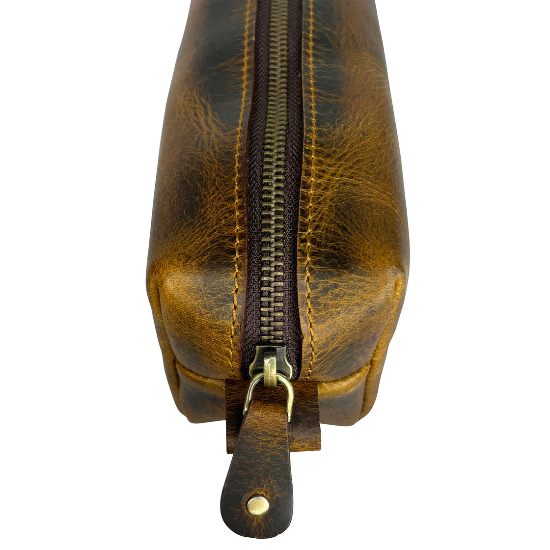 Charlie Leather Pencil Case - Handcrafted Premium Zippered Pen Pouch (Antique Brown)