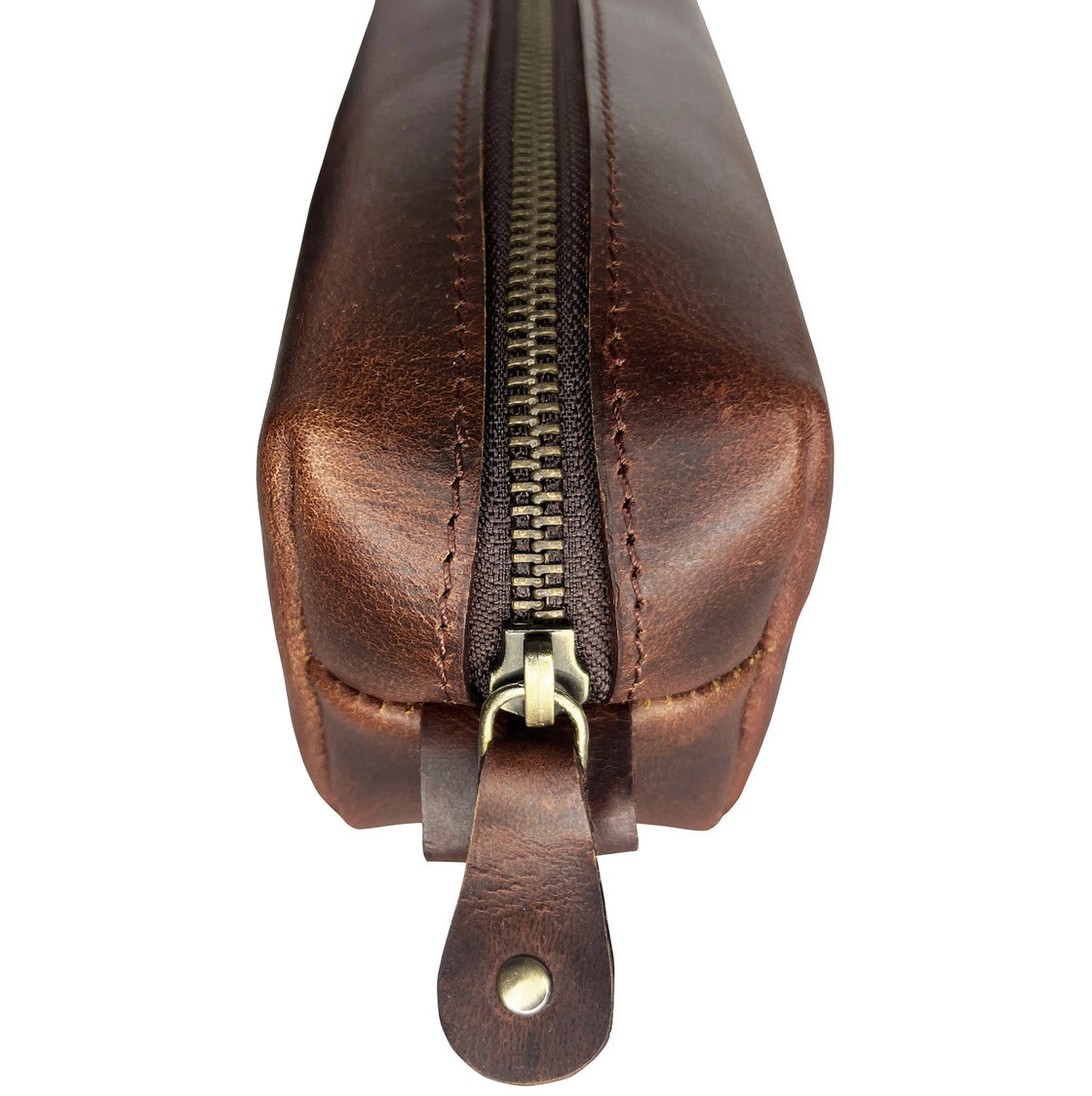 Charlie Leather Pencil Case - Handcrafted Premium Zippered Pen Pouch (Walnut Brown)