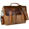 Retro Style Leather Canvas Messenger Bag Briefcase Laptop Bag (Olive Green)