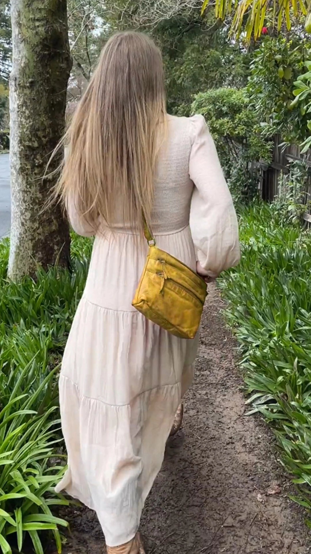 Leather Crossbody Bag for Women, Ocher