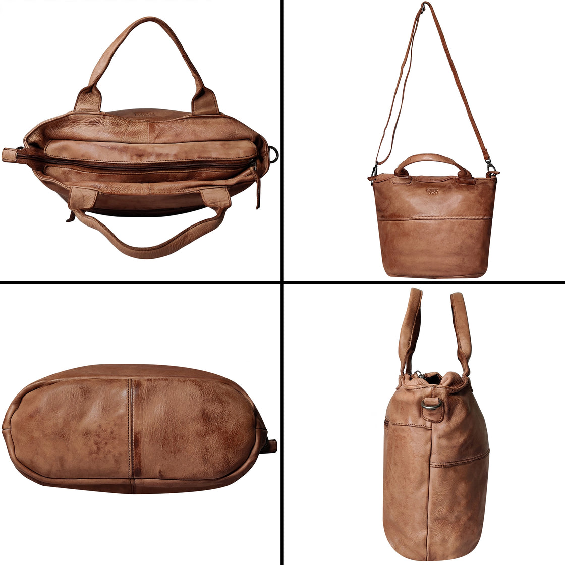 Leather Tote Bag for Women, Cognac