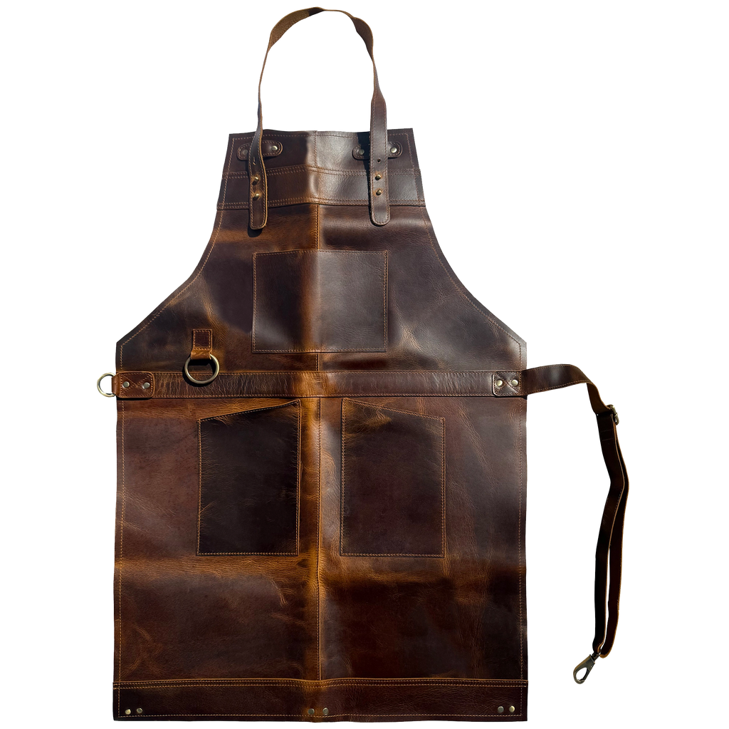 Bennett Full-Grain Buffalo Leather Apron - Professional BBQ & Workshop