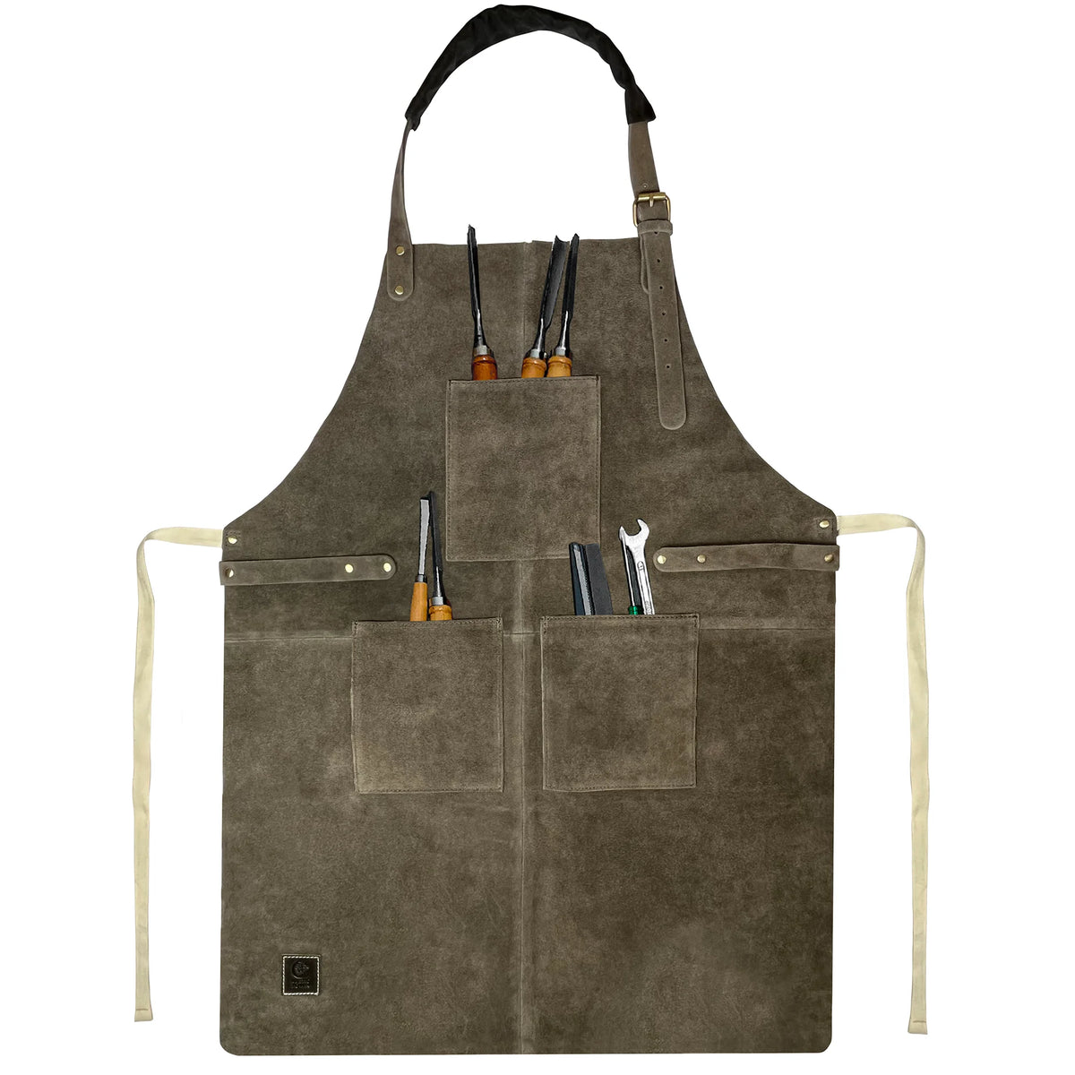 Brooks Kuche Leather BBQ Grill Apron Woodworking Shop Tool Apron (Gray)