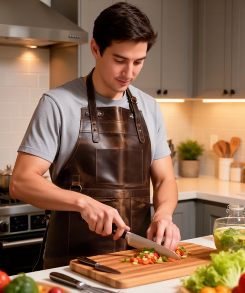 Bennett Full-Grain Buffalo Leather Apron - Professional BBQ & Workshop