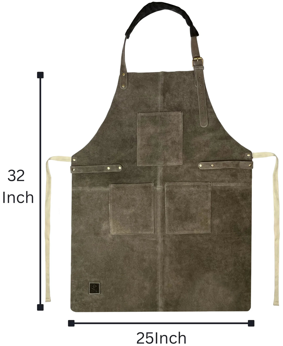 Brooks Kuche Leather BBQ Grill Apron Woodworking Shop Tool Apron (Gray)