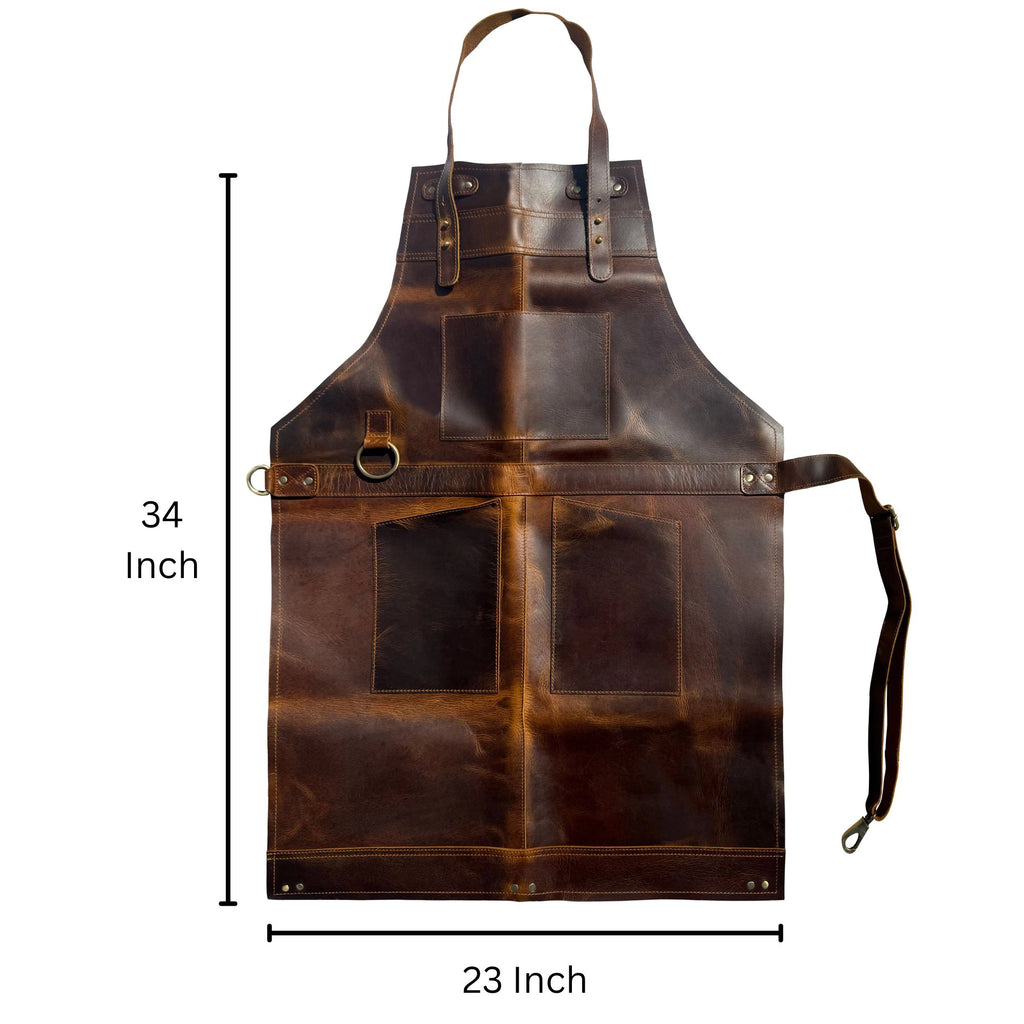 Bennett Full-Grain Buffalo Leather Apron - Professional BBQ & Workshop