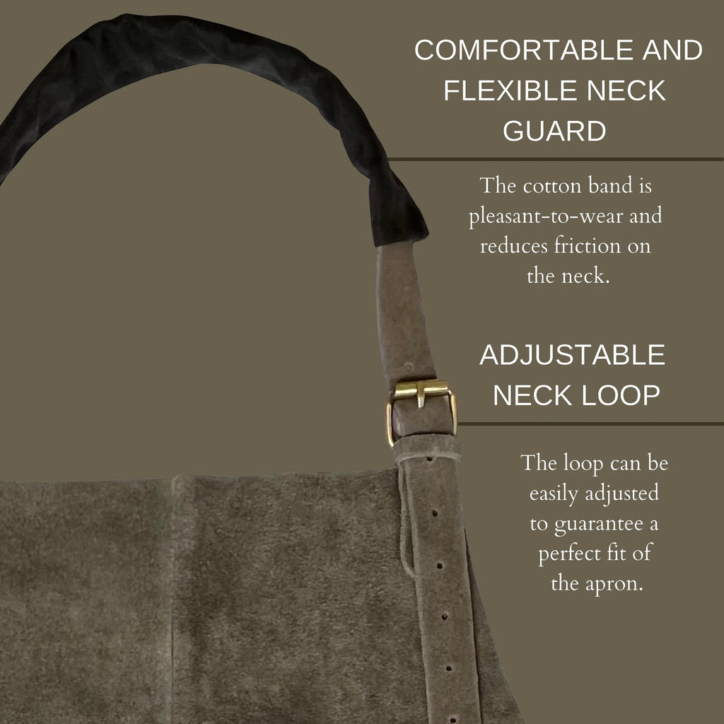 Brooks Kuche Leather BBQ Grill Apron Woodworking Shop Tool Apron (Gray)