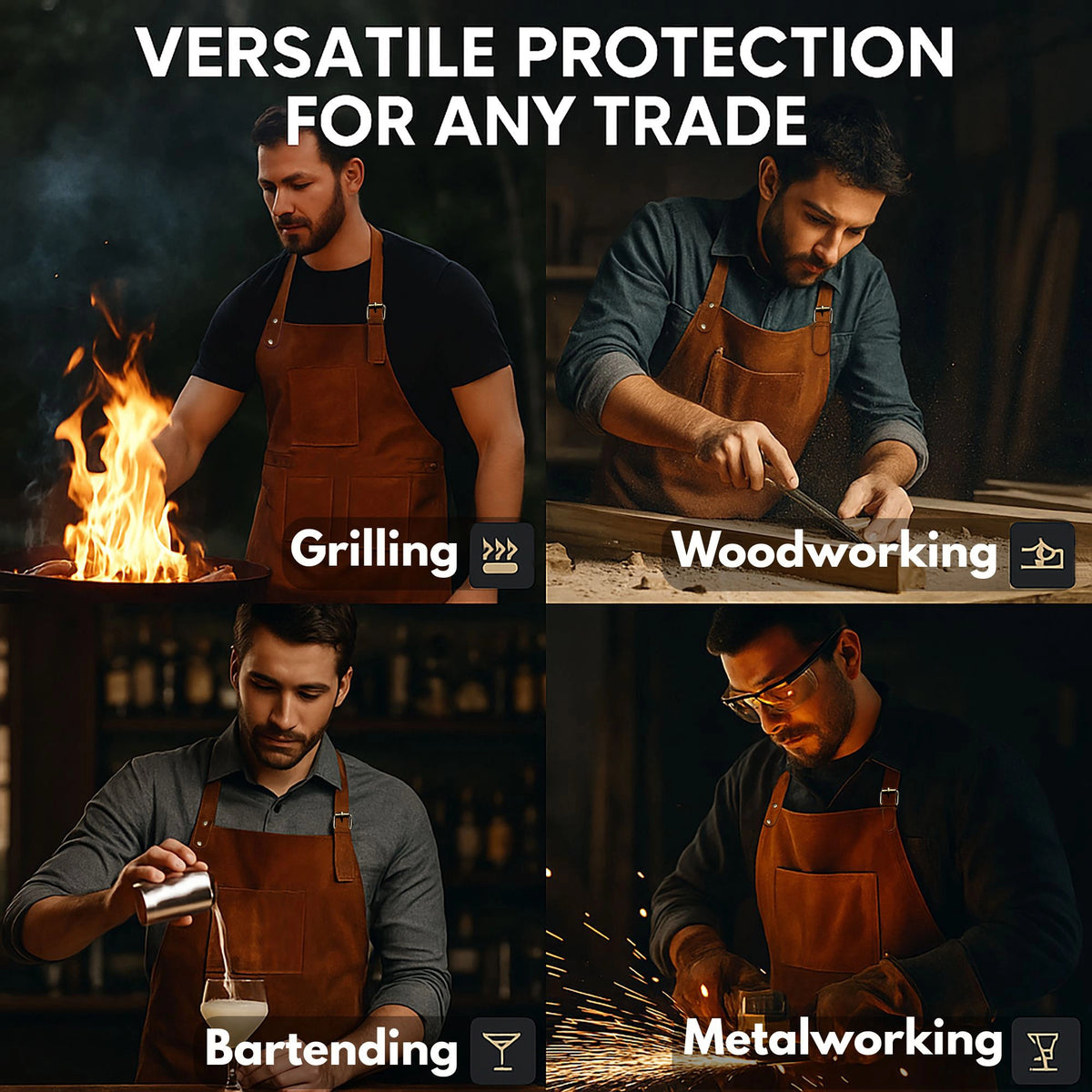 Kuche Natural Leather Grill Apron