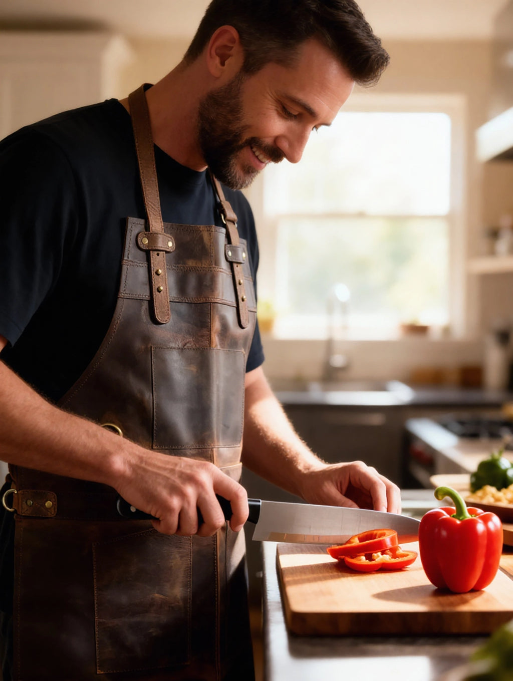 Bennett Premium Leather Apron for Men - Heavy Duty Workshop Grade