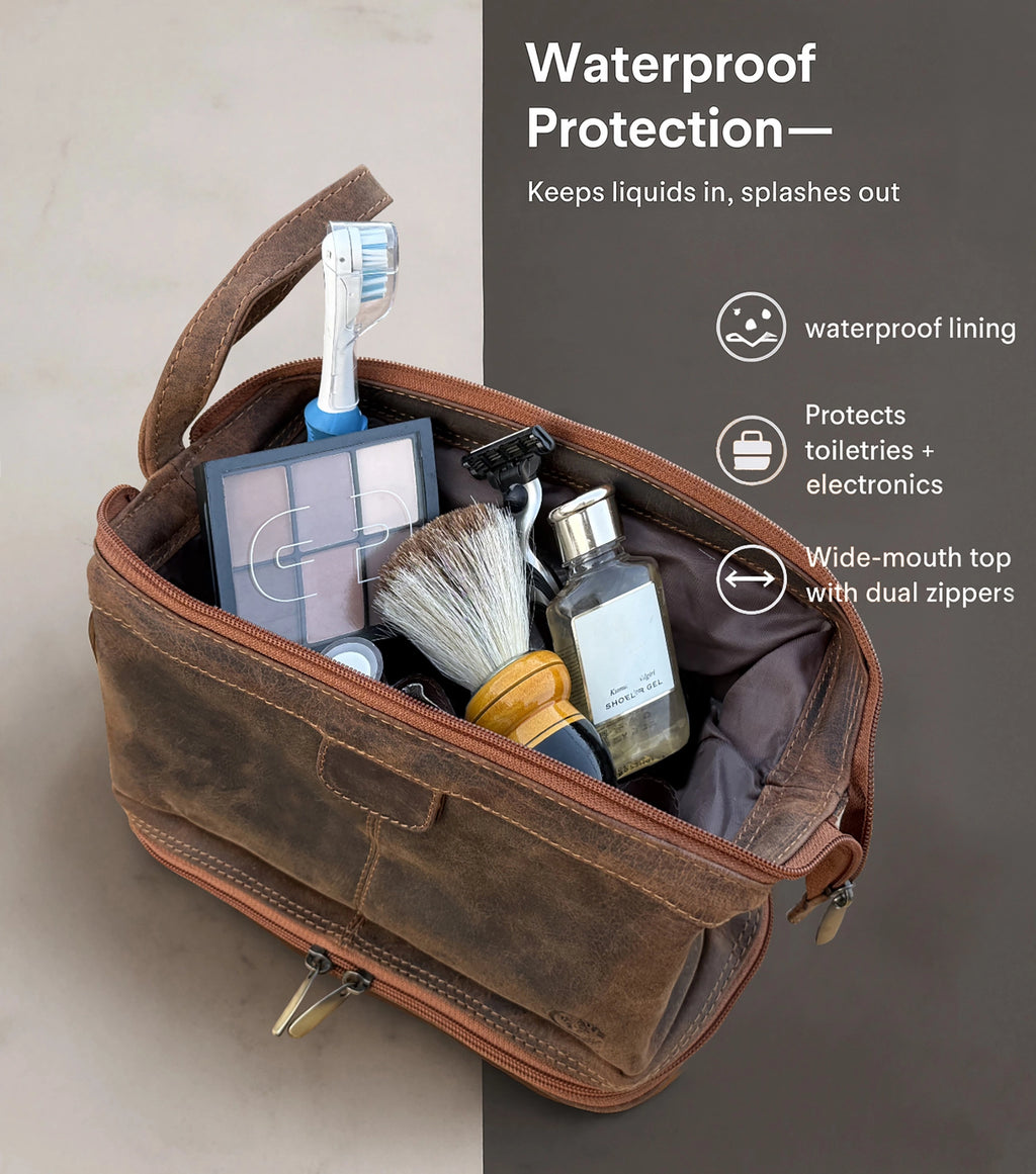 Megan Leather Travel Cosmetic Bag