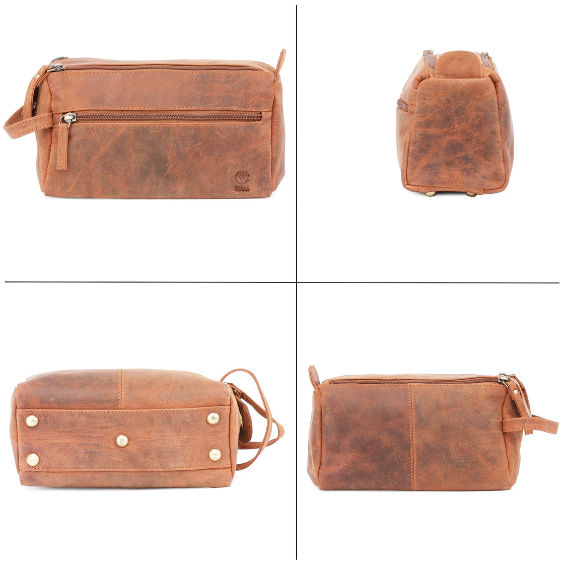 Genuine Leather Travel Toiletry Bag (Brown)