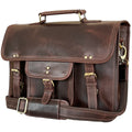 Hunter Buffalo 16" Classic Leather Satchel Briefcase Bag (Walnut Brown)
