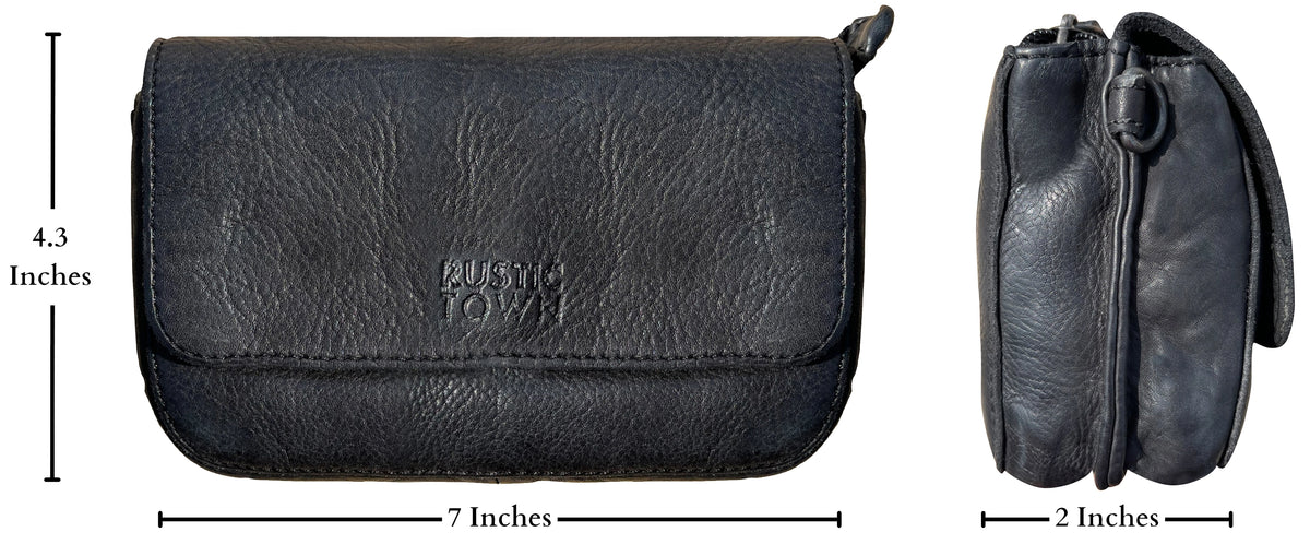 Leather Wallet Travel Purse Waist Bag for Women, Black