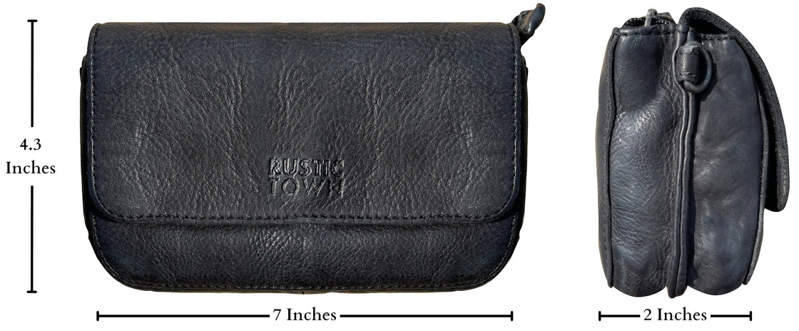 Leather Wallet Travel Purse Waist Bag for Women, Black