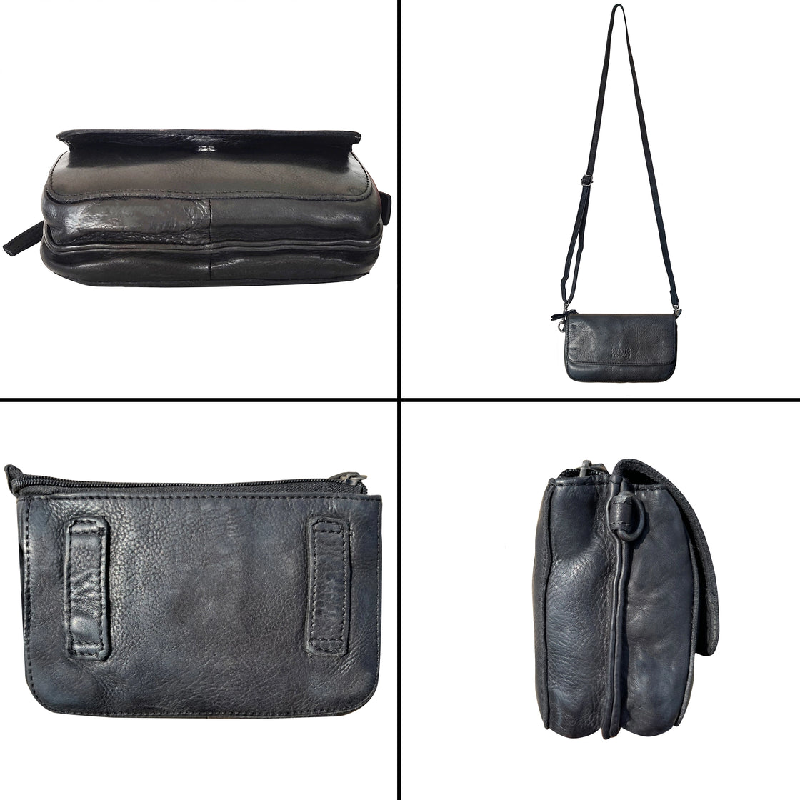 Leather Wallet Travel Purse Waist Bag for Women, Black