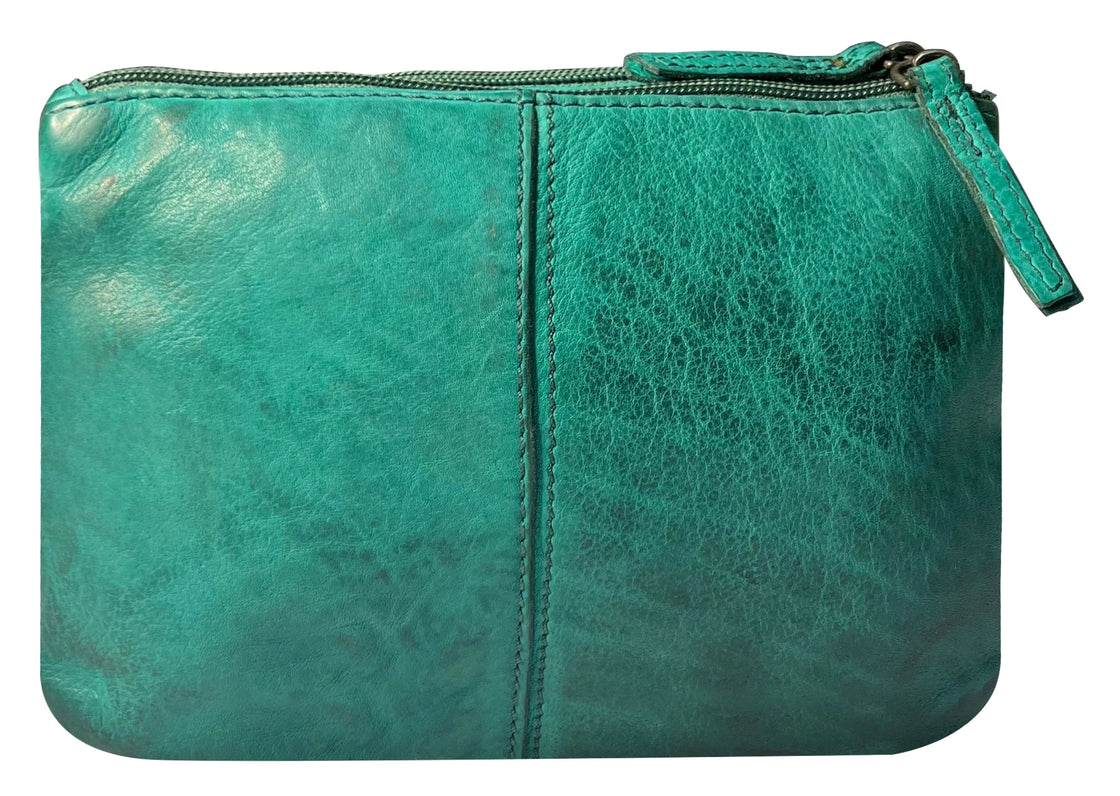 Leather Sling Bag Wristlet Clutch for Women, Green