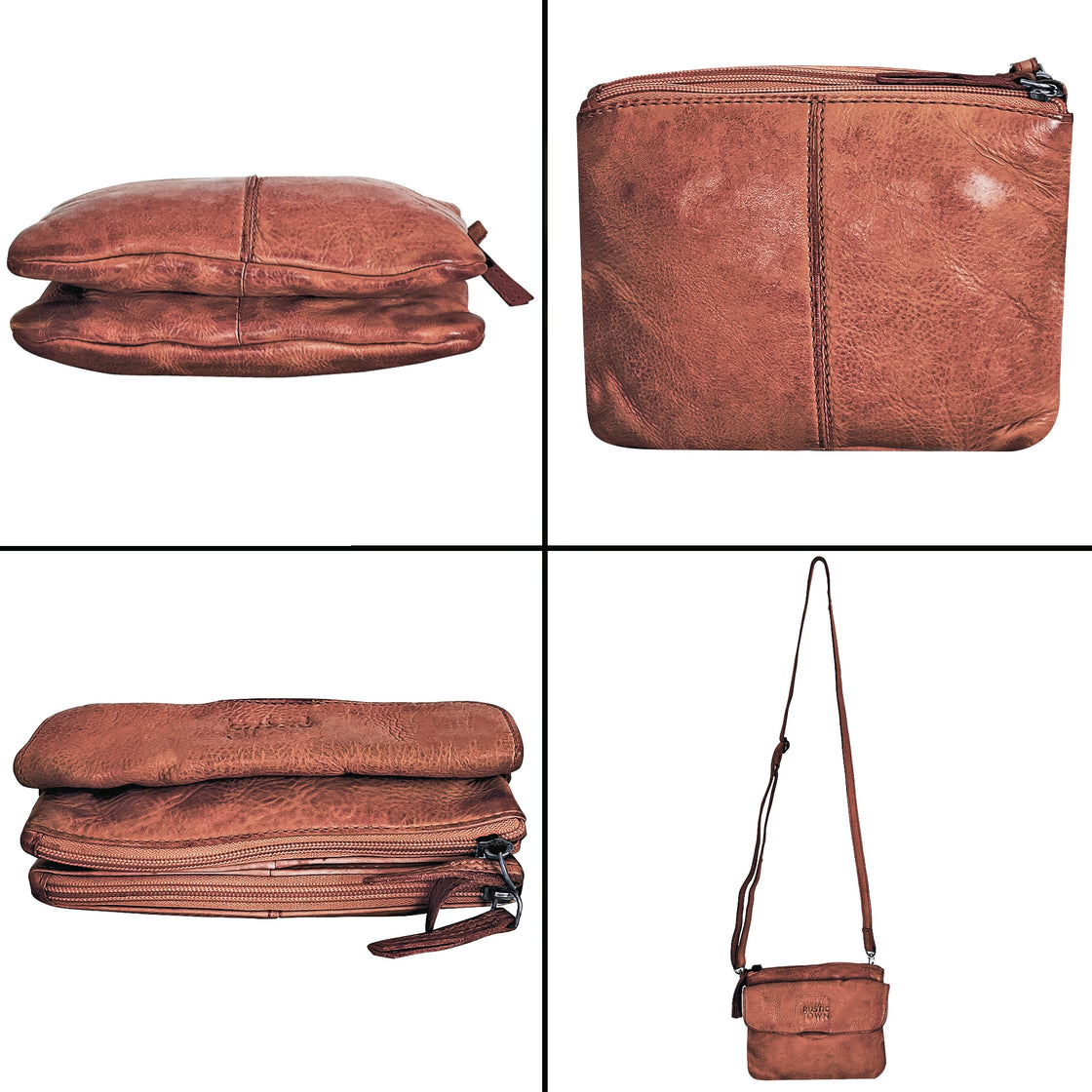 Leather Sling Bag Wristlet Clutch for Women, Brick Red