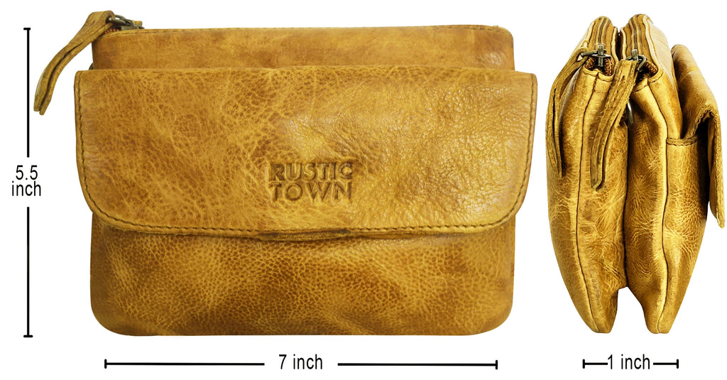 Leather Sling Bag Wristlet Clutch for Women, Ocher