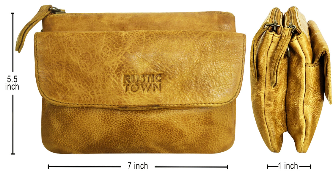 Leather Sling Bag Wristlet Clutch for Women, Ocher