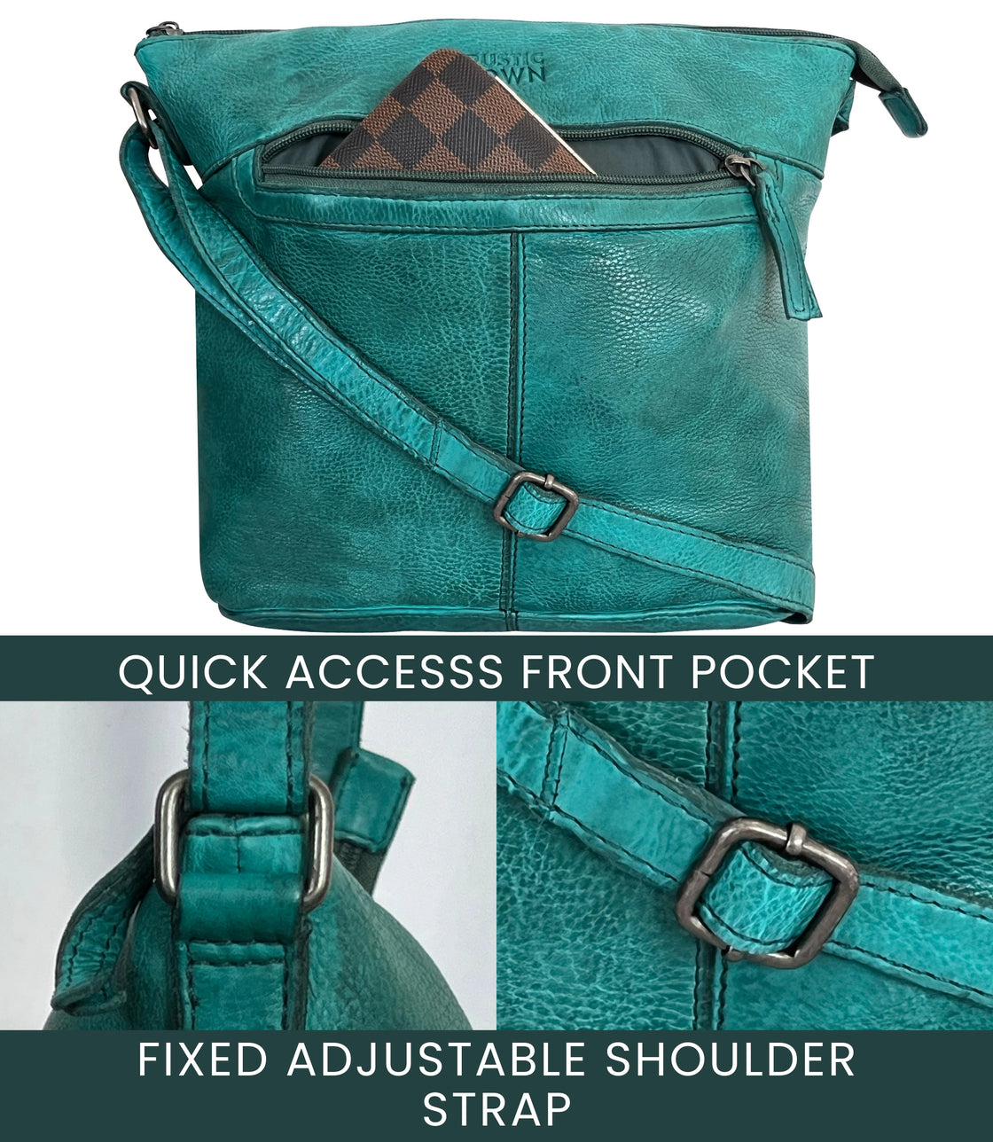 Leather Sling Bag for Women, Green