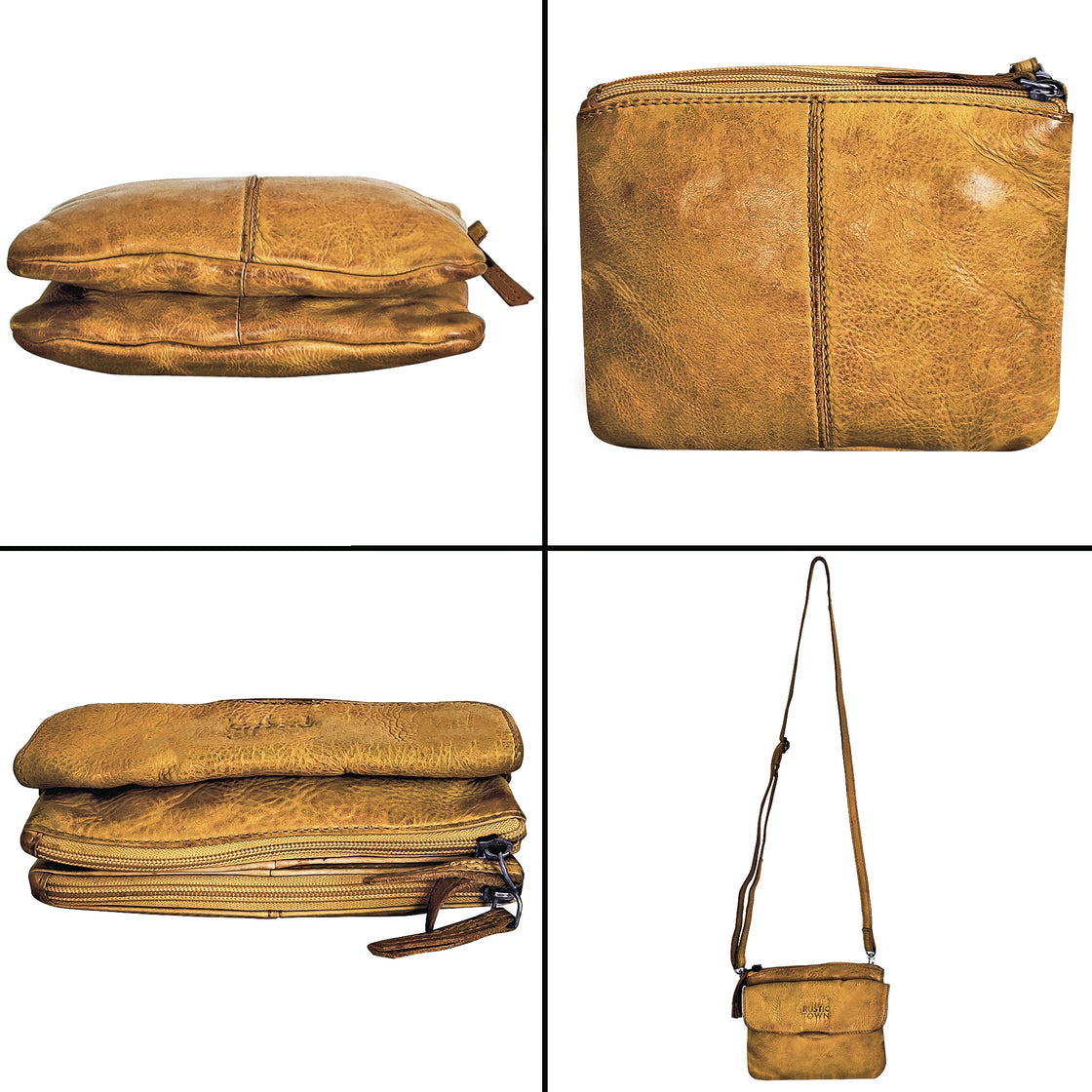 Leather Sling Bag Wristlet Clutch for Women, Ocher