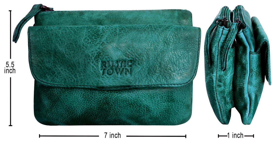 Leather Sling Bag Wristlet Clutch for Women, Green