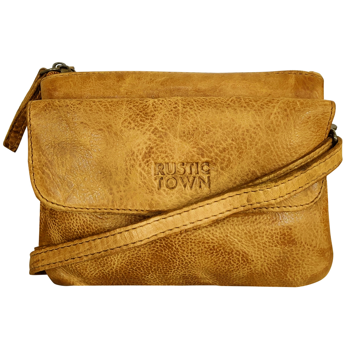 Leather Sling Bag Wristlet Clutch for Women, Ocher