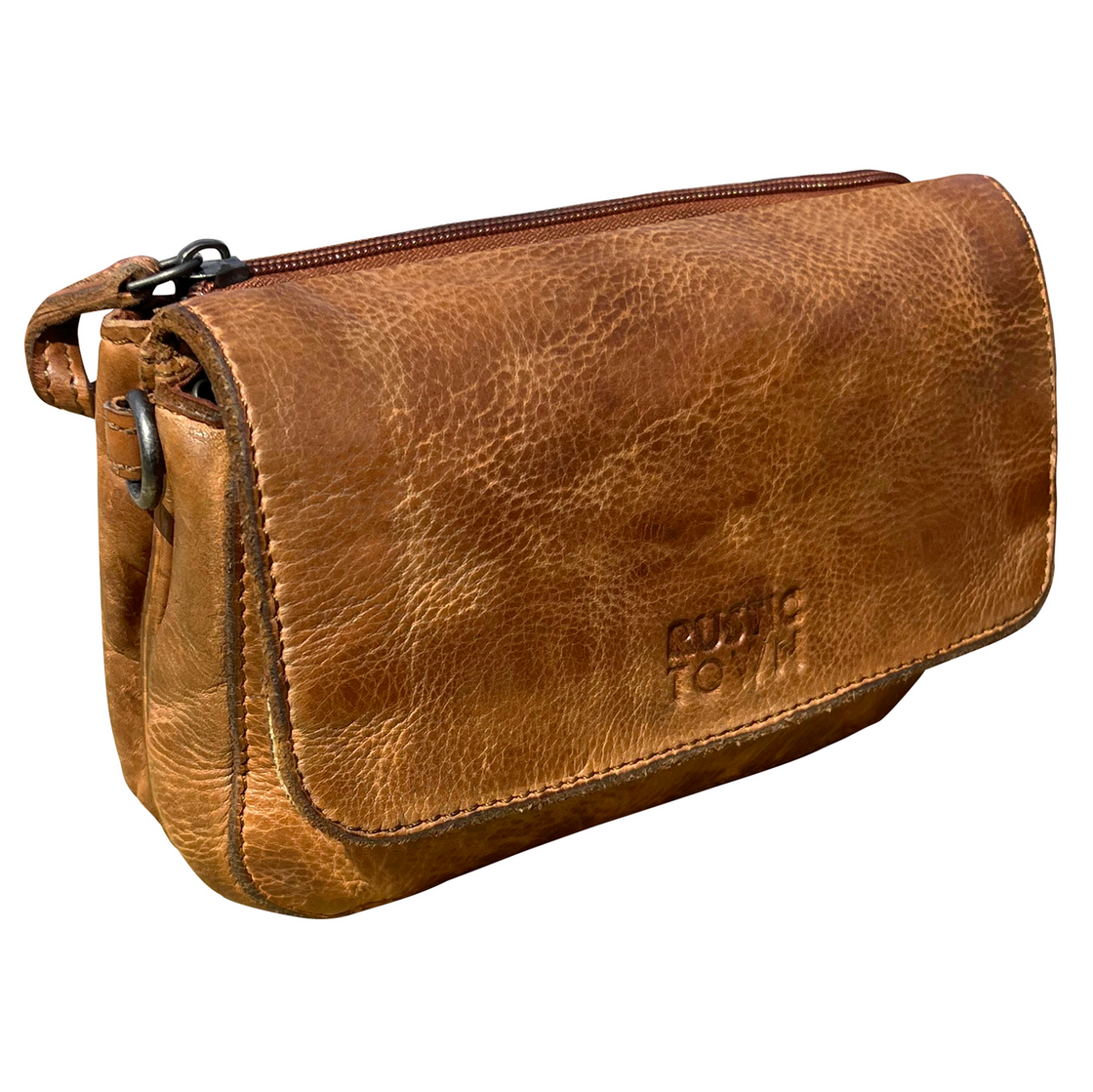 Leather Wallet Travel Purse Waist Bag for Women, Cognac