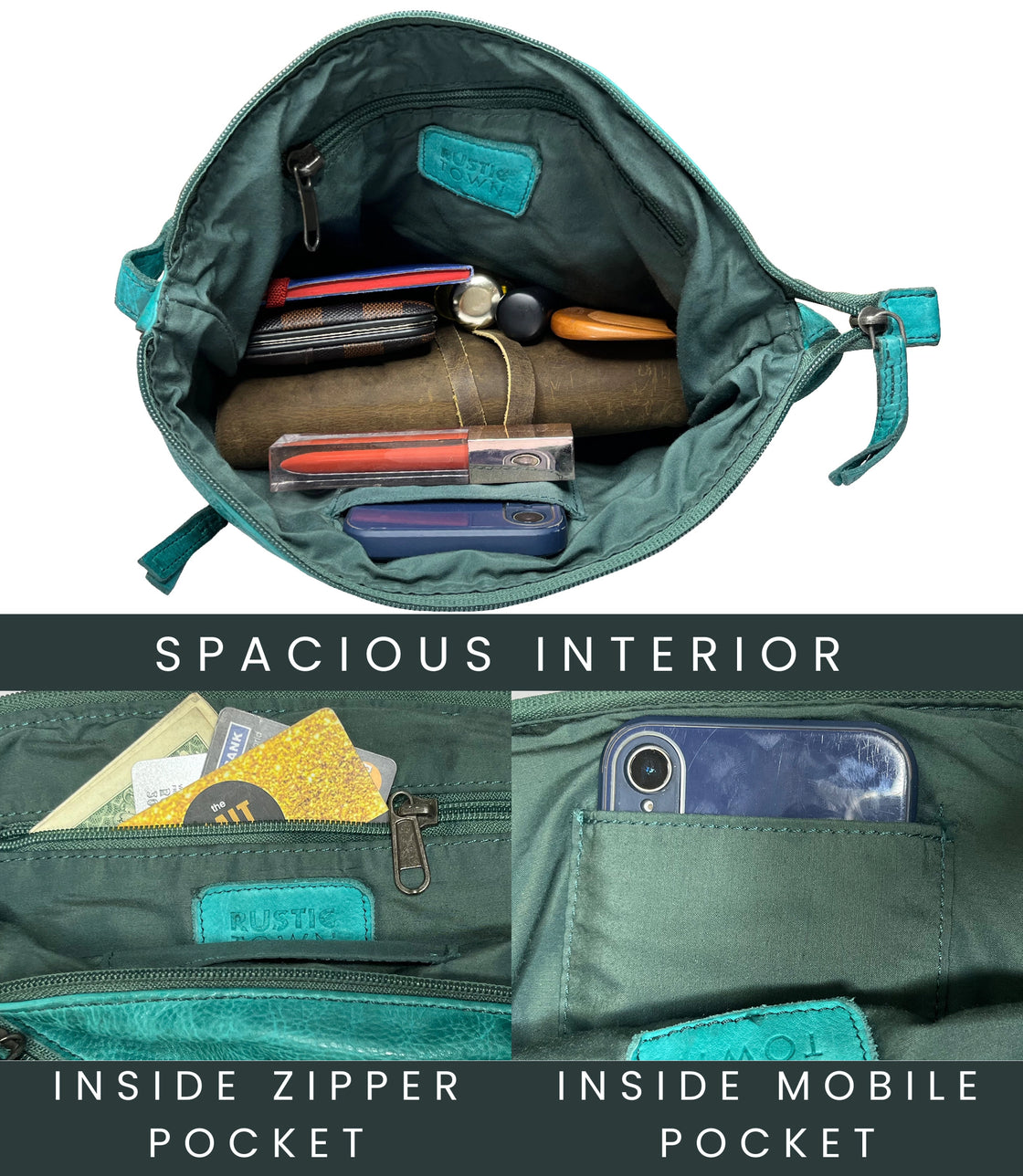 Leather Sling Bag for Women, Green