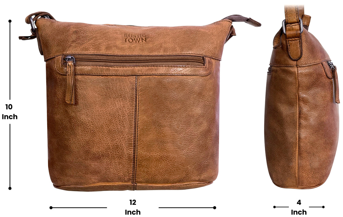 Leather Sling Bag for Women, Cognac