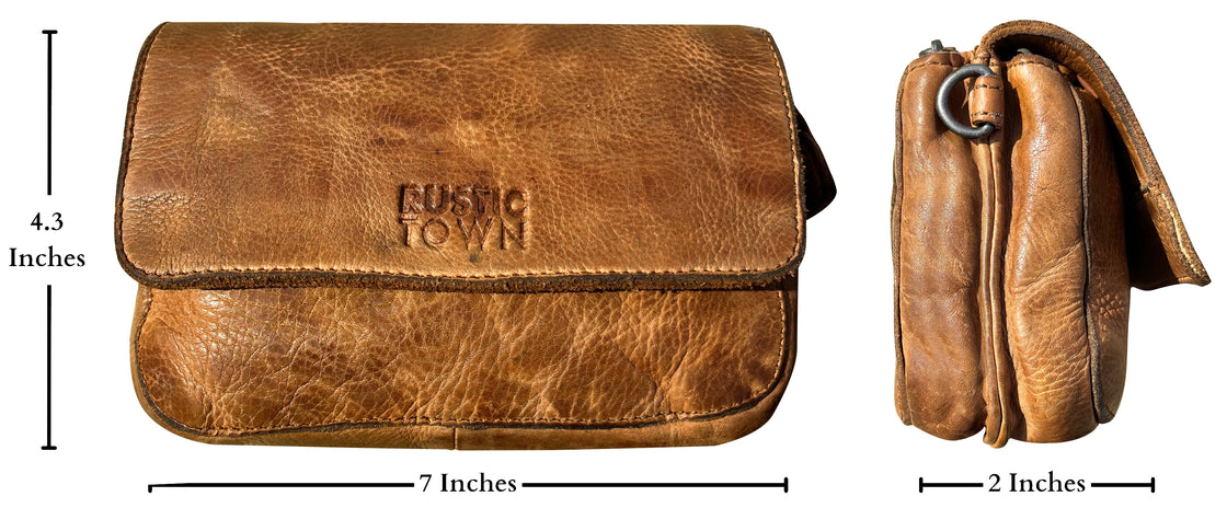 Leather Wallet Travel Purse Waist Bag for Women, Cognac