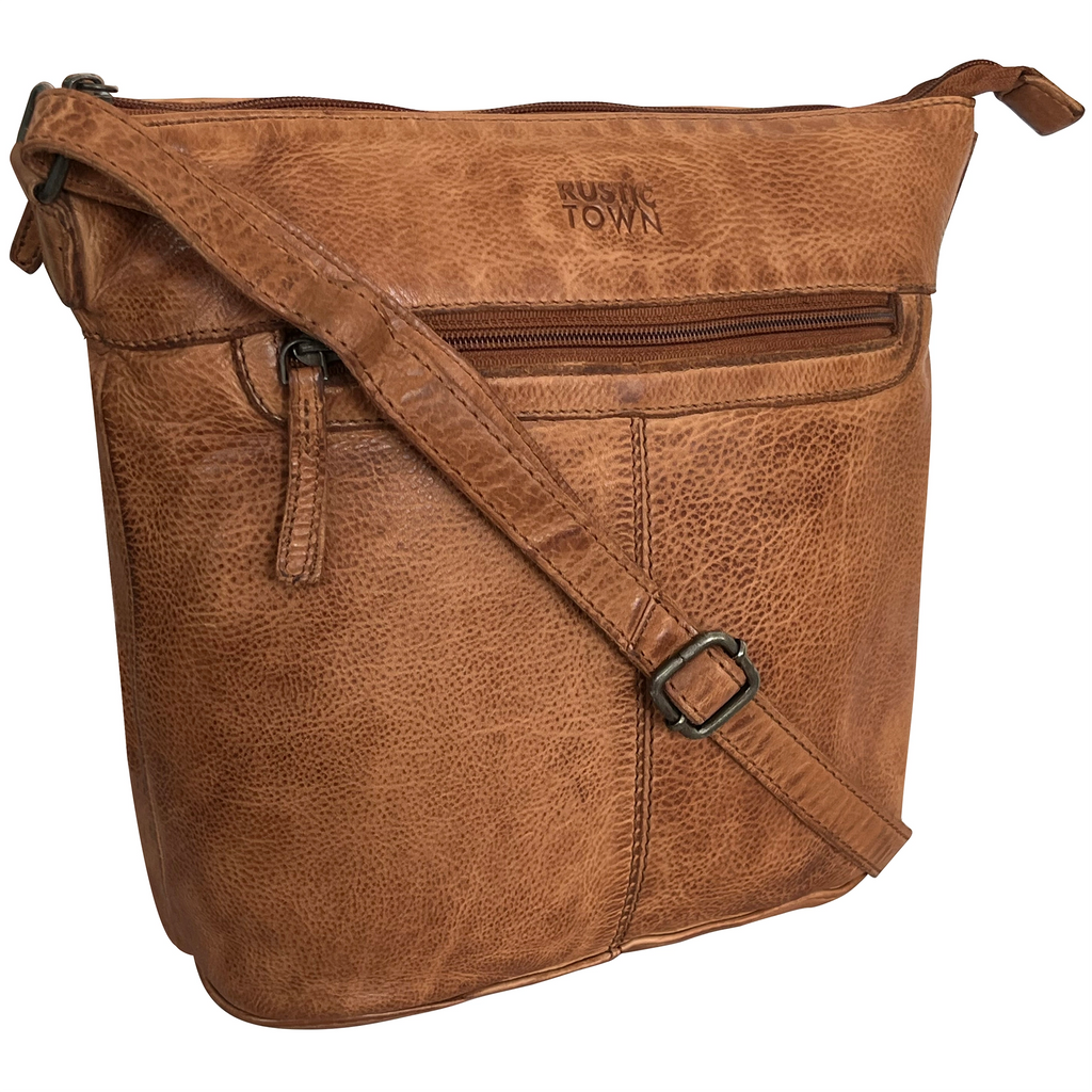 Leather Sling Bag for Women, Cognac