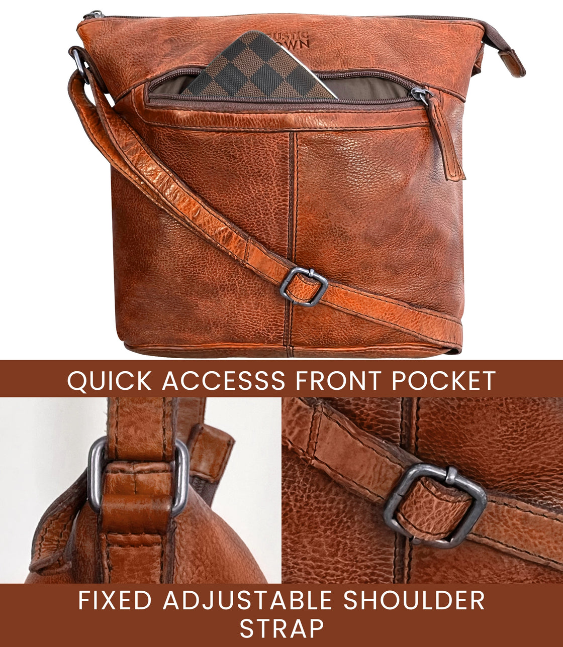 Leather Sling Bag for Women, Brick Red