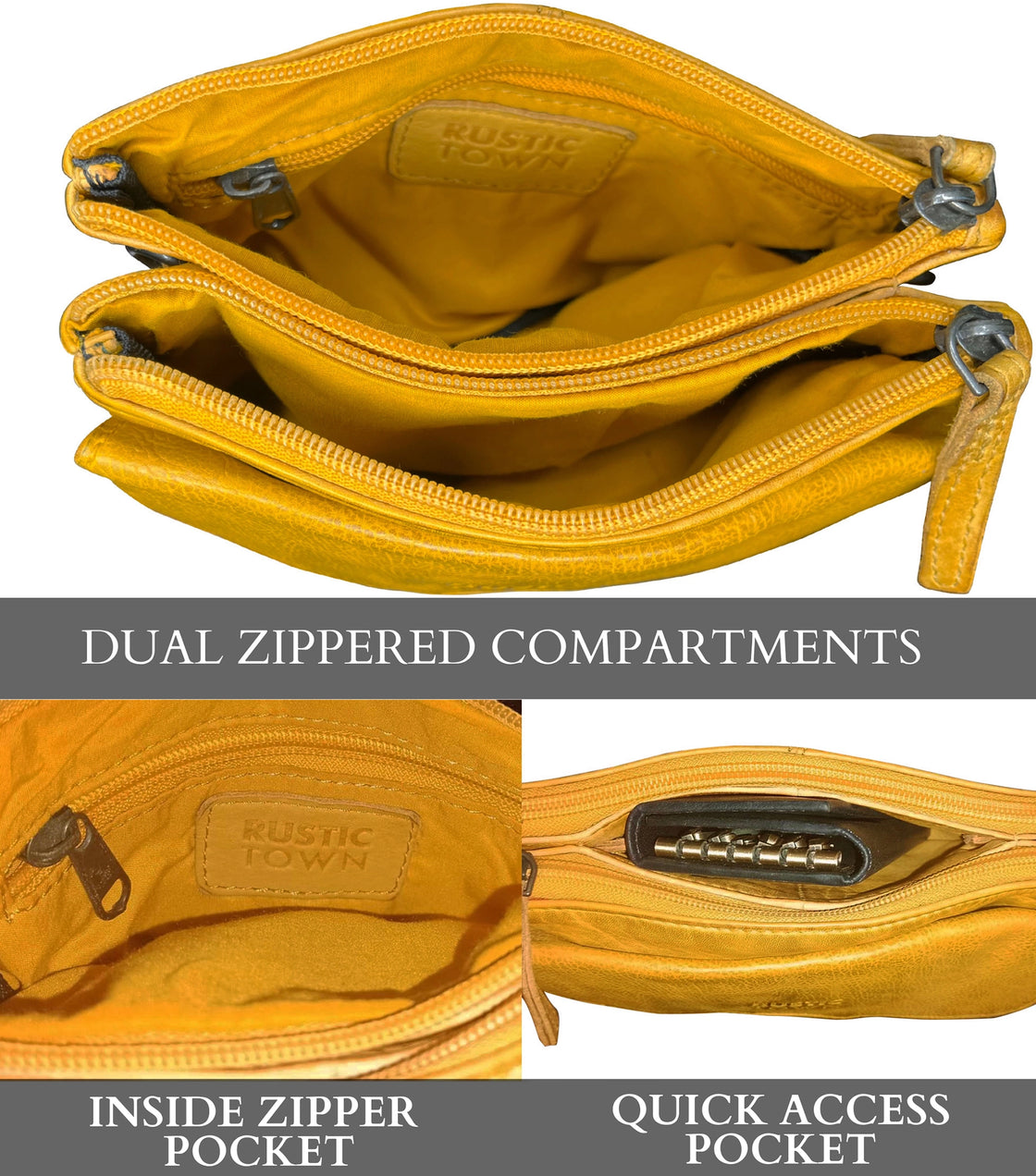 Leather Sling Bag Wristlet Clutch for Women, Ocher