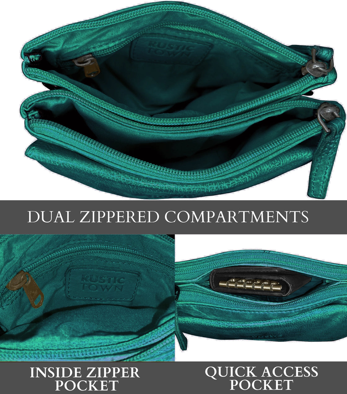 Leather Sling Bag Wristlet Clutch for Women, Green