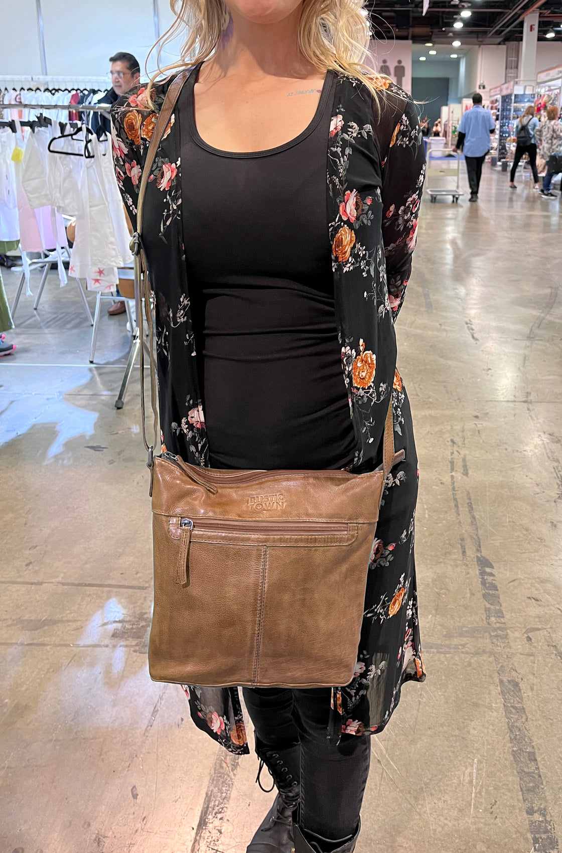 Leather Sling Bag for Women, Cognac
