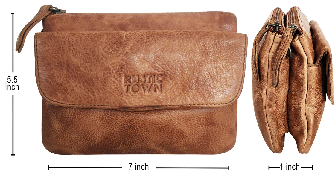 Leather Sling Bag Wristlet Clutch for Women, Cognac