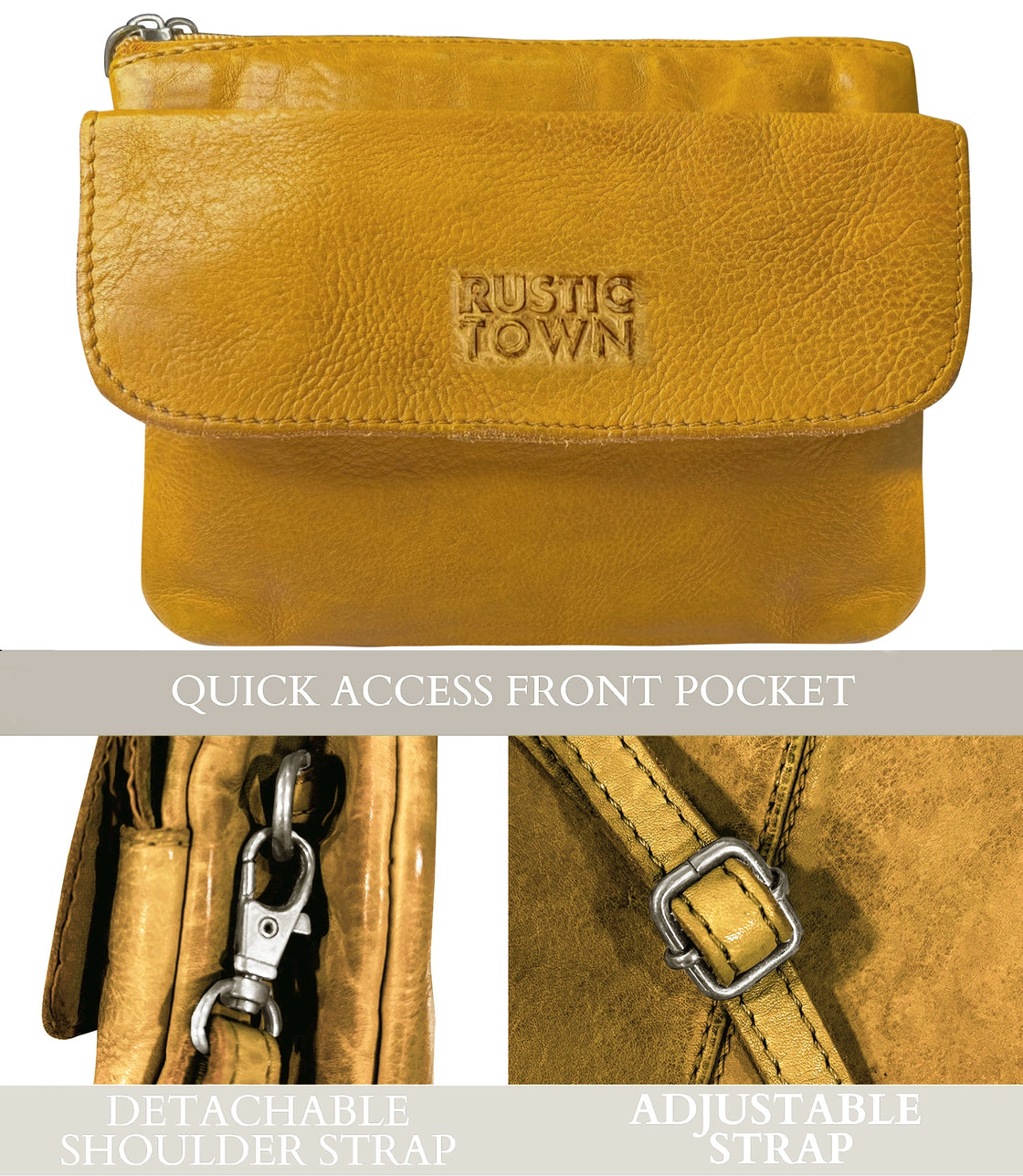 Leather Sling Bag Wristlet Clutch for Women, Ocher