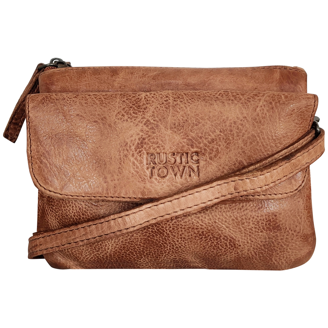 Leather Sling Bag Wristlet Clutch for Women, Cognac