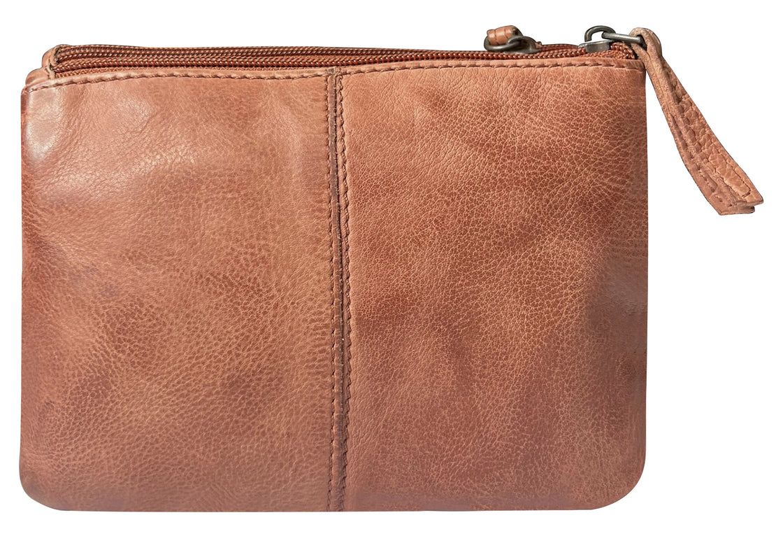 Leather Sling Bag Wristlet Clutch for Women, Cognac