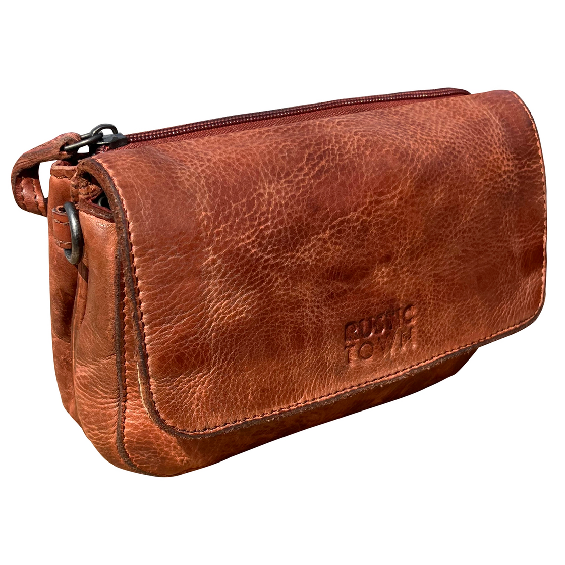 Leather Wallet Travel Purse Waist Bag for Women, Brick Red