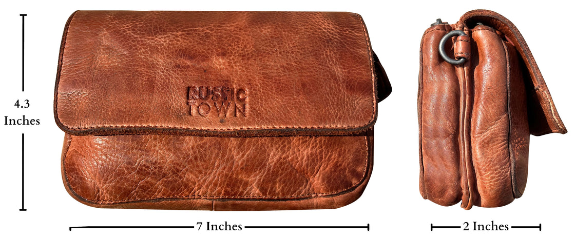 Leather Wallet Travel Purse Waist Bag for Women, Brick Red