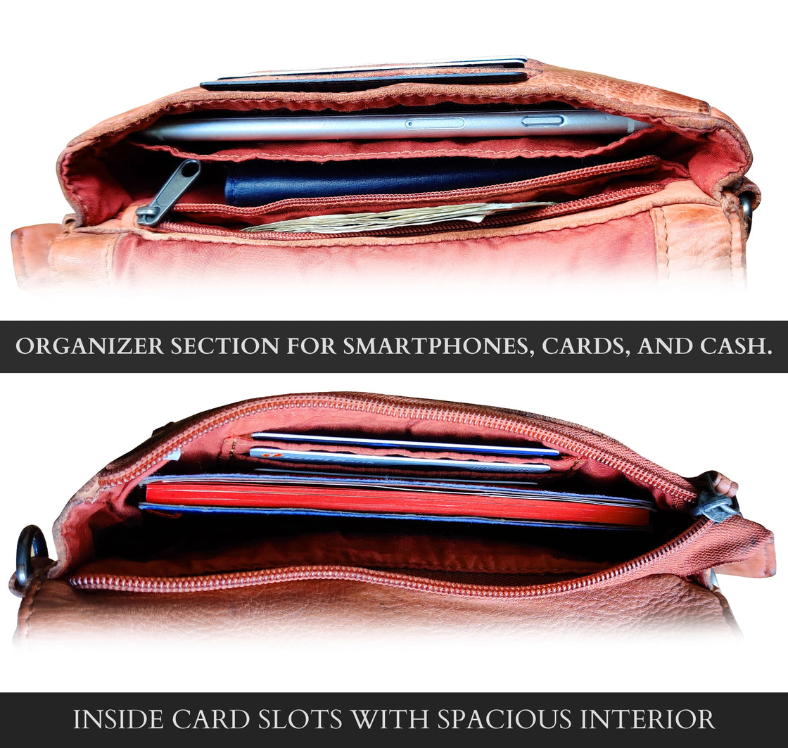 Leather Wallet Travel Purse Waist Bag for Women, Brick Red